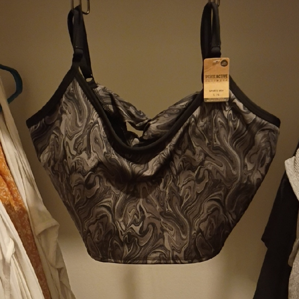 PINK Victoria's Secret Black and Gray Sports Bra